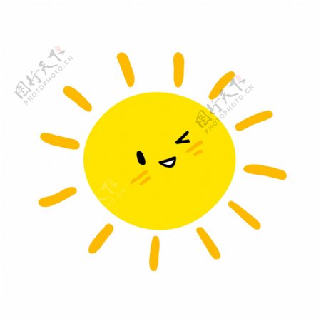 黄色卡通太阳png元素