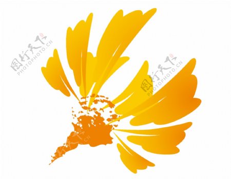 抽象黄色花朵插画png元素