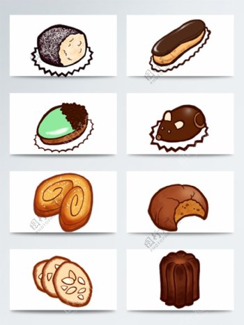 不同种类美味蛋糕甜点图标素材