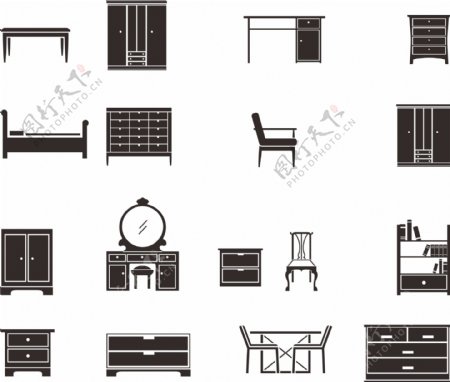 各种房间家具模具桌子柜子凳子床CAD素材