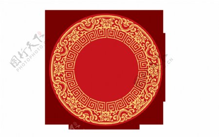 红色喜庆复古花纹装饰素材
