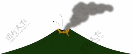 卡通绿色火山喷发png元素
