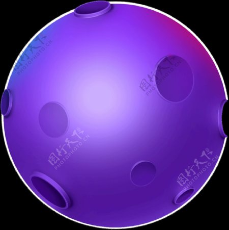 紫色童趣动画版气球PNG元素