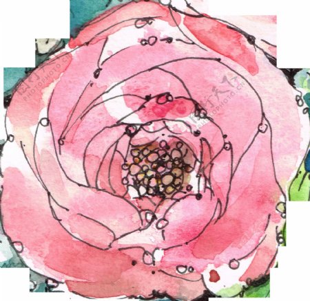 手绘粉色鲜花透明素材合集