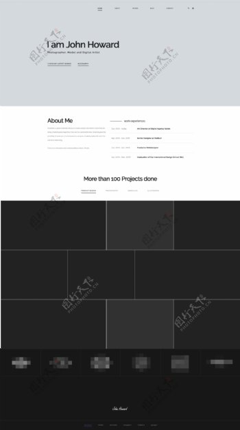 多用途网页黑白模块艺术组合界面PSD模板