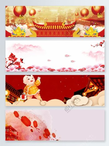 灯笼古代建筑中国节日背景图