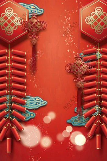 红色复古中国风新年背景
