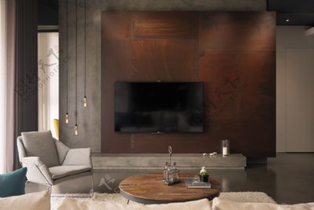 中式客厅木质电视背景墙装修效果图
