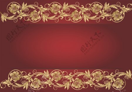 红色欧式花纹背景素材