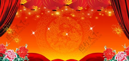 中国风喜庆新年展板背景设计模板