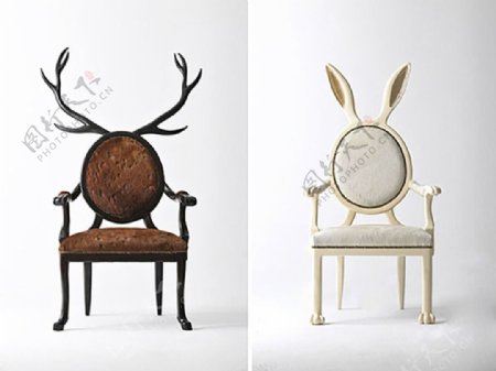 可爱木质的动物椅子jpg