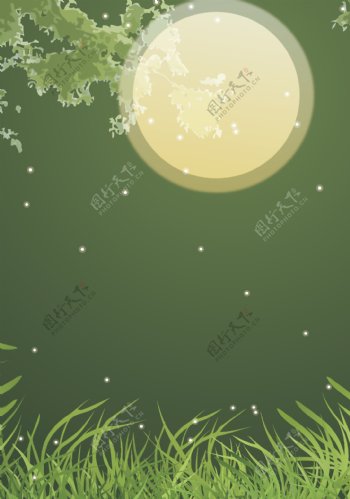 月光绿色背景装饰