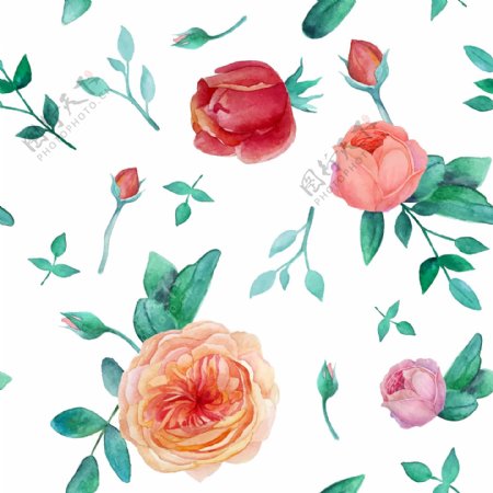 唯美水彩绘玫瑰花背景