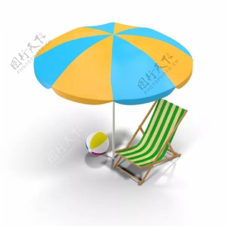 海滩太阳伞摇椅图片