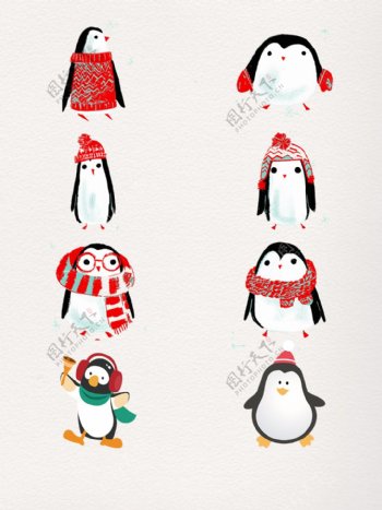 卡通可爱圣诞节企鹅