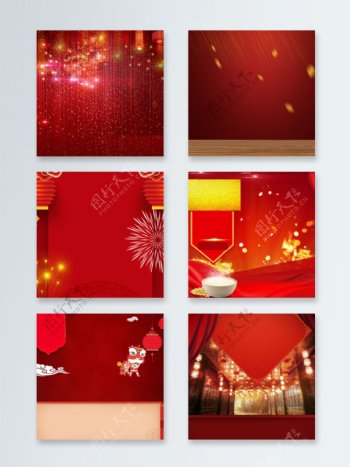 红色电商新年促销主图背景