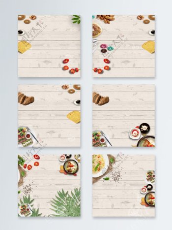 木板欧式食物平铺主图背景