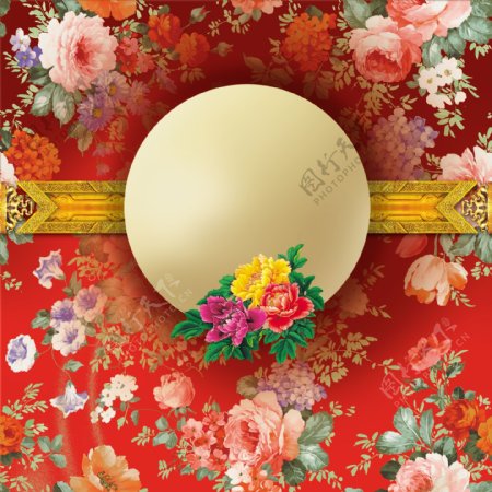 中式古典花朵新年PSD主图设计