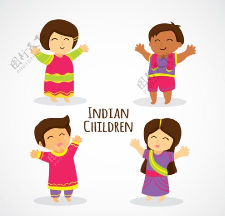 可爱的印度儿童插图