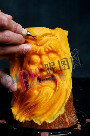 食品南瓜雕刻老人寿星艺术品