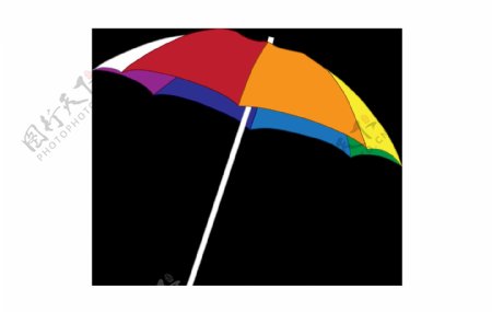 彩虹长柄雨伞png元素