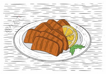 手绘矢量西餐食物插画