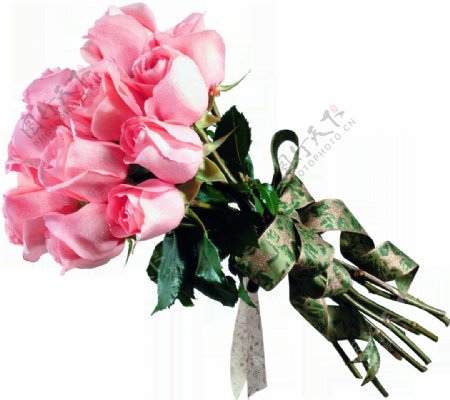 粉色浪漫花朵花束实物元素