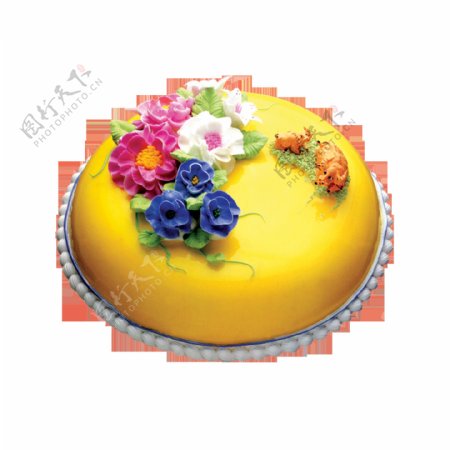 黄色奶油花朵蛋糕素材