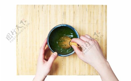 日式抹茶道沏茶透明装饰素材