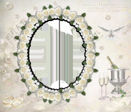 白色玫瑰婚礼装饰花环