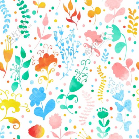 水彩绘彩色植物花朵纹理