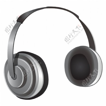 灰色电脑耳机png元素