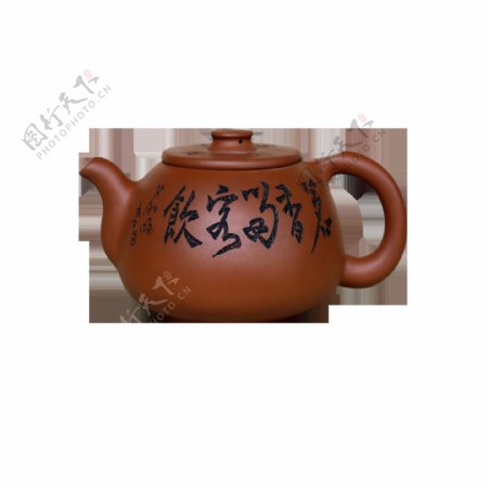文化底蕴褐色茶壶产品实物