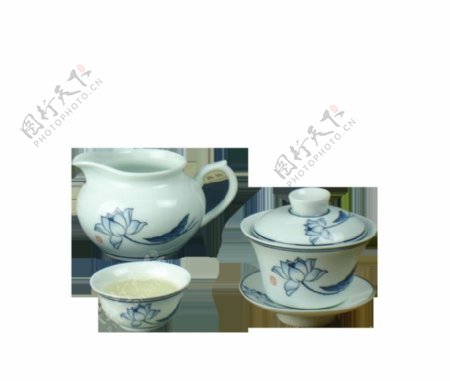 清新青花瓷陶瓷茶具产品实物