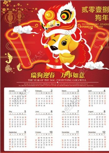 2018年动画红色狗年新春海报