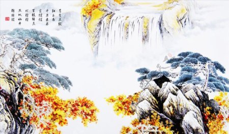 3D中国风国画山水诗词背景墙