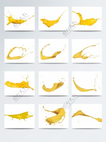 黄色油漆喷溅PNG效果图