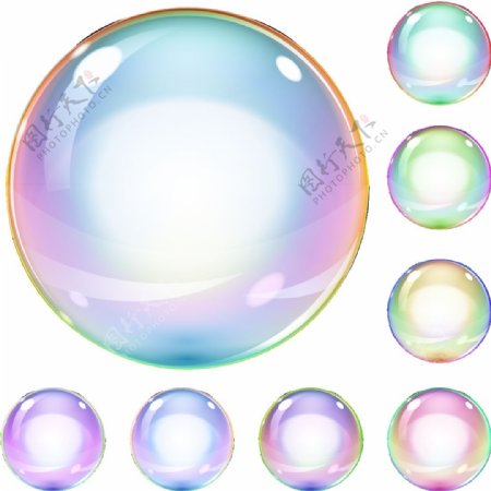 卡通彩色泡泡png元素
