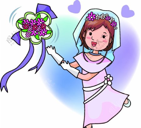 卡通新娘捧花