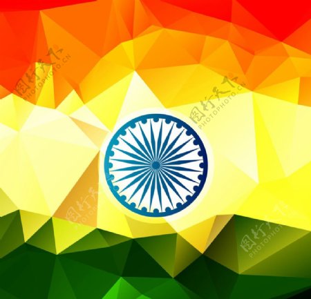 多边形闪亮的印度国旗