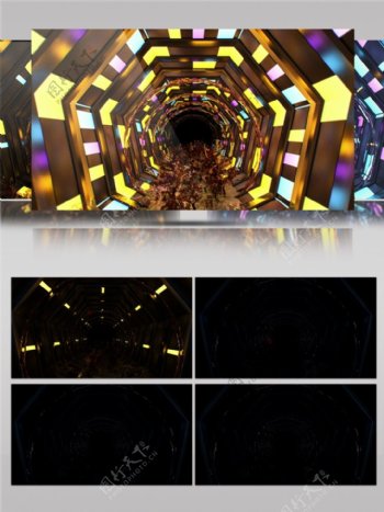 金色斑斓隧道动态视频素材