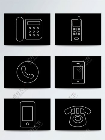 电话图标黑白简单ai矢量图标元素