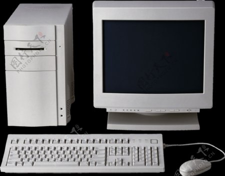 白色老式电脑png元素