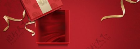 礼品盒红色banner背景