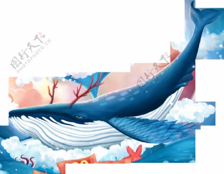 动漫蓝色鲸鱼png元素
