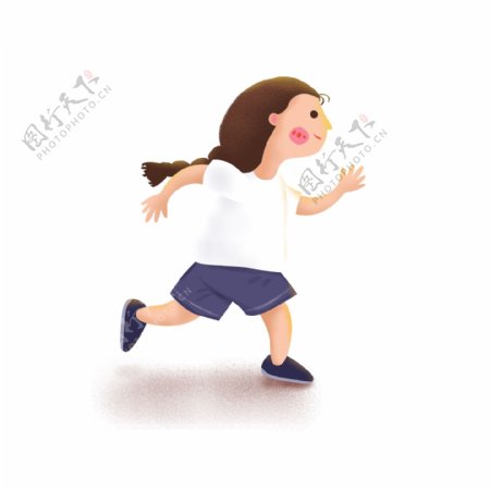 奔跑的可爱小女孩卡通元素