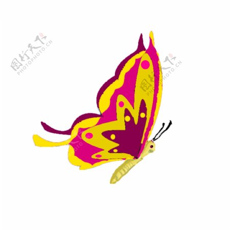 一只飞舞的彩色蝴蝶卡通元素
