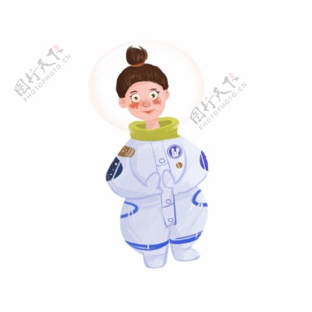 一位女性太空人卡通背景