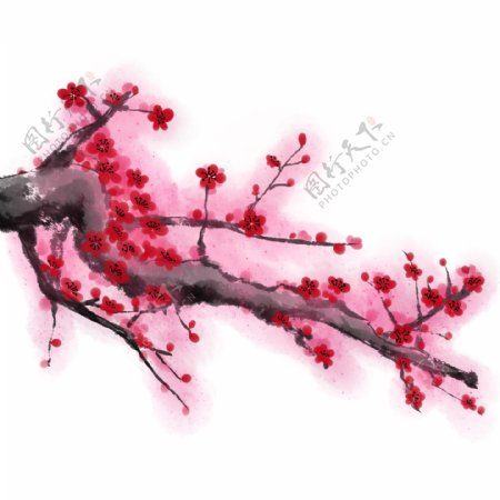 手绘花中国风元素简约花卉分层素材