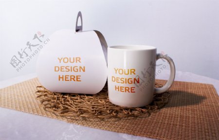 咖啡杯甜点样机logo包装展示